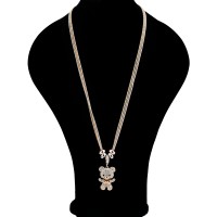 Gold plated Chain Long Crystal Bear Pendant Necklace For Women 2017 New Design Necklace & Pendant Trendy Jewelry SNE140166